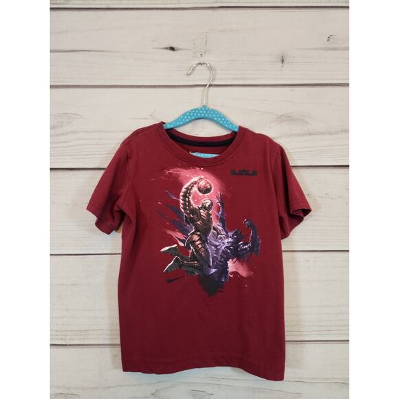 Nike Dri Fit‎ Youth Burgundy Crew Neck Lebron James Short Sleeve T-Shirts Sz 6 - Picture 1 of 5